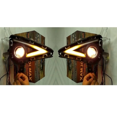 Hyundai Grand i10 Nios 2019 - 2022 LED DRL Day Time Running Lights With Matrix Turn Signal And Projector Fog Light - Set Of 2 Hyundai Grand i10 Nios 2019 - 2022 LED DRL Day Time Running Lights With Matrix Turn Signal And Projector Fog Light - Set Of 2