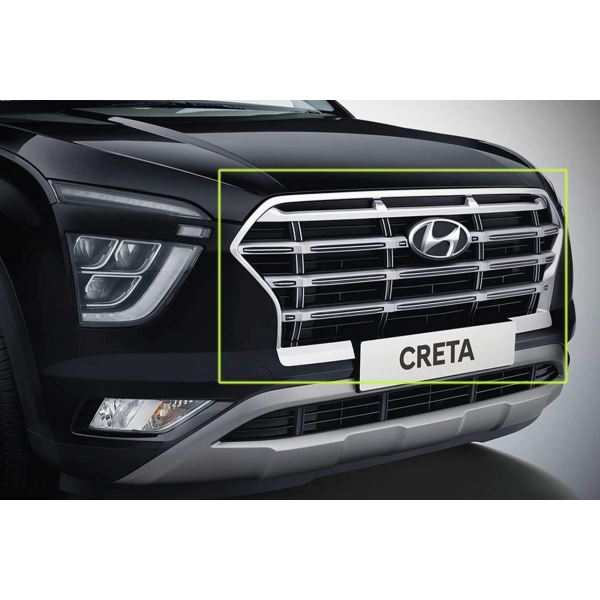 Hyundai New Creta 2020 Onwards Chrome Front Grill Complete (Ring and Slats)