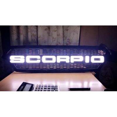 Mahindra Scorpio 2014 Onward Logo Alpha Front Grill With LED Neon Lights  Mahindra Scorpio 2014 Onward Logo Alpha Front Grill With LED Neon Lights