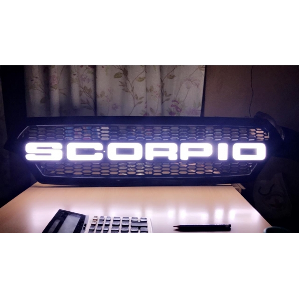 Mahindra Scorpio 2014 Onward Logo Alpha Front Grill With LED Neon Lights 