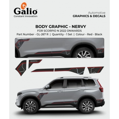 Galio Body Graphics Decal Nervy for Mahindra Scorpio N 2022 Onwards  Galio Body Graphics Decal Nervy for Mahindra Scorpio N 2022 Onwards