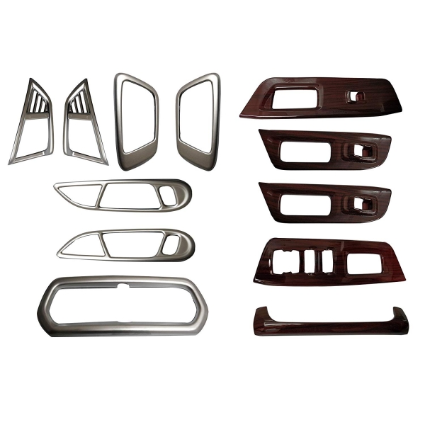 Ford Ecosport 2013-2018 Interior Show Chrome and Wooden Combo Kit (12 Pcs)