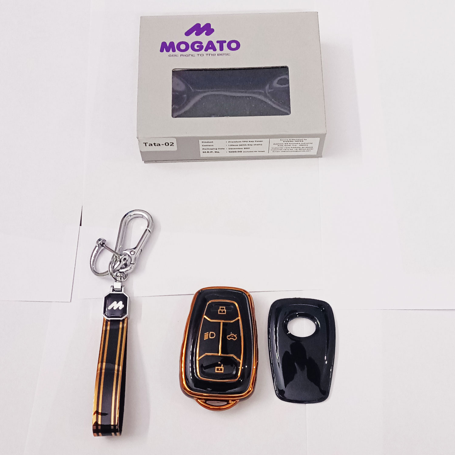 Mogato Premium Quality Soft Tpu Leather Pattern Key Cover With Chain For Tata Cars Tata