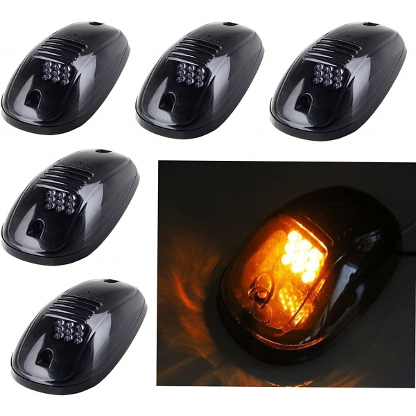 Roof Marker Hummer Style LED Lights with Smoke Glass Amber Color For ALL SUV\'s Set of 5 