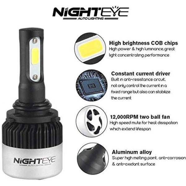 Original NightEye H4 LED Bulb High /Low Beam 72W 6500K