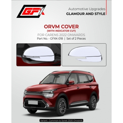 GFX Kia Carens 2022 Onward ORVM Chrome Cover with Indicator Cut Set of 2 GFX Kia Carens 2022 Onward ORVM Chrome Cover with Indicator Cut Set of 2
