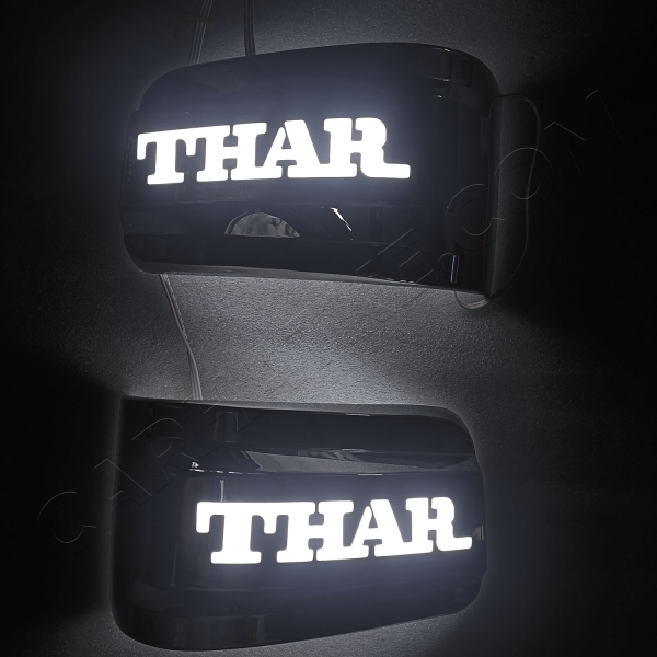 Cnleague Mahindra Thar 2020 Onward LED Light Mirror Cover Matrix  Carbon Fiber Set Of 2