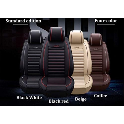 Carhatke Kia Seltos 2019 Onwards PU Leatherate Seat Cover - Coffee & White