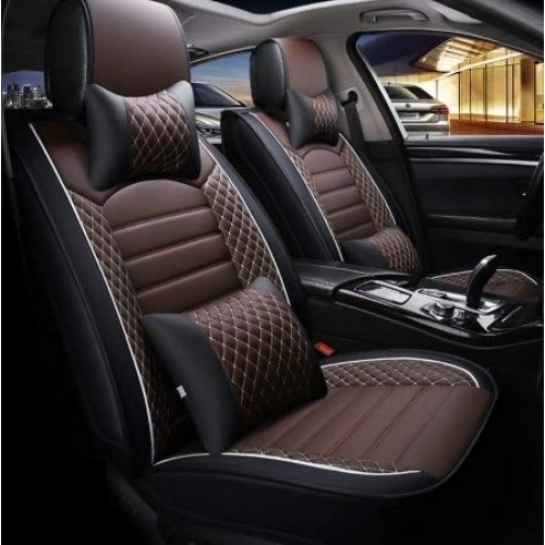 Maruti Swift Pu Leatherette Luxury Car Seat Cover With Pillow And Neck Rest Black Coffee Carhatke Com - Luxury Car Seat Covers Full Set