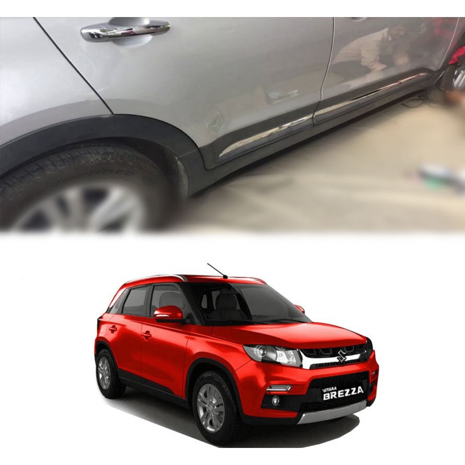 Maruti Vitara Brezza Door Chrome Side Beading Beading Trims (Lower