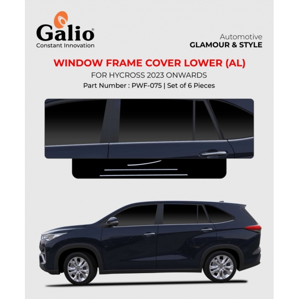 Galio Toyota Innova Hycross 2023 Onwards Lower Window Frame Chrome Garnish - 6 Pieces