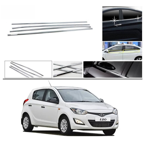 Hyundai i20 Facelift 2012-2014 Lower Window Chrome Garnish Trims (Set Of 4Pcs.)