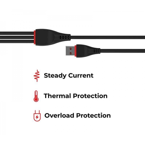 GFX 3 in 1 USB Mobile Charging Cable C-Type, B-Type and Lightning