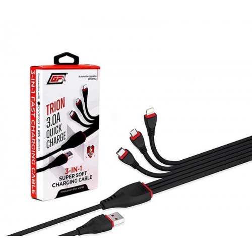 GFX 3 in 1 USB Mobile Charging Cable CType, BType and Lightning