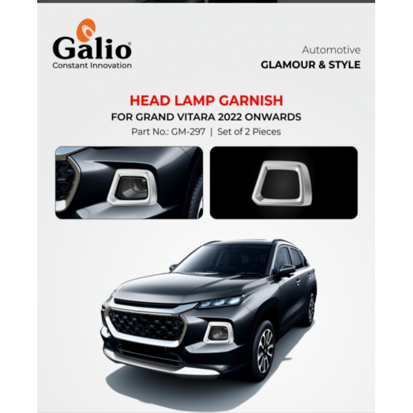 Galio Maruti Suzuki Grand Vitara 2022 Onwards Lower Head Lamp Chrome Garnish - Set of 2 Pcs.
