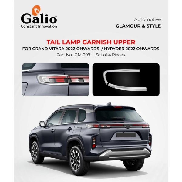 Galio Maruti Suzuki Grand Vitara 2022 Onwards Upper Tail Lamp Chrome Garnish - Set of 4 Pcs.