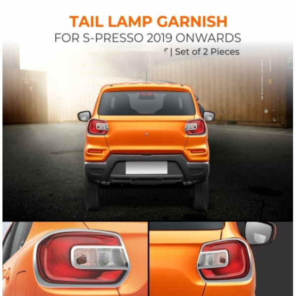 Maruti Suzuki S-Presso Tail light Chrome Garnish Cover by Galio (Set of 2Pcs.)