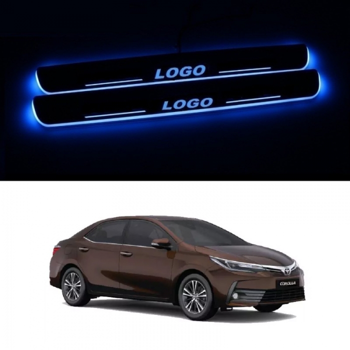 Toyota Corolla Altis Door Foot LED Mirror Finish Black Glossy Scuff Sill Plate Guards (Set of 4Pcs.) Toyota Corolla Altis Door Foot LED Mirror Finish Black Glossy Scuff Sill Plate Guards (Set of 4Pcs.)