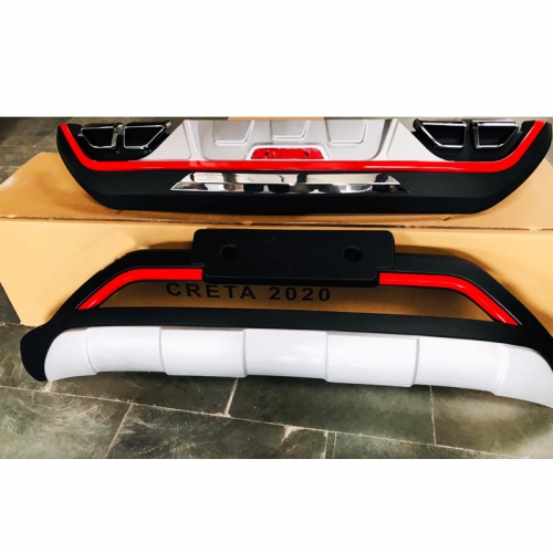 Hyundai Creta 2020 Red Line Front and Rear Bumper Guard Protector in High Quality ABS Material