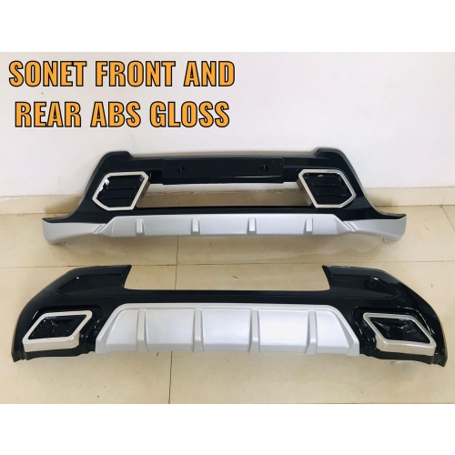 Kia Sonet Front and Rear Bumper Guard Protector in High Quality ABS Gloss Material