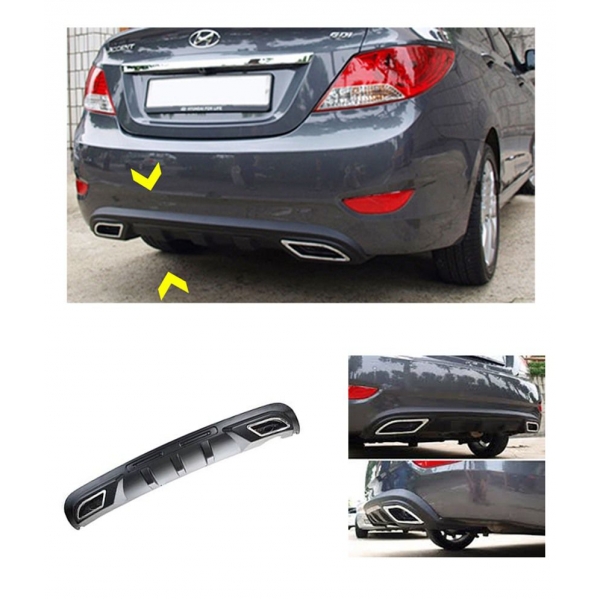 Sporty Rear Bumper Diffuser Complete For Hyundai Verna 2011-2015