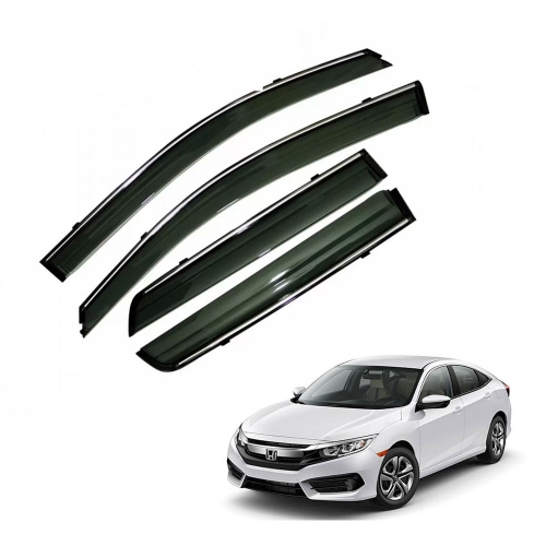 Honda Civic 2018 Car Window Door Visor with Chrome Line (Set Of 4 Pcs.)