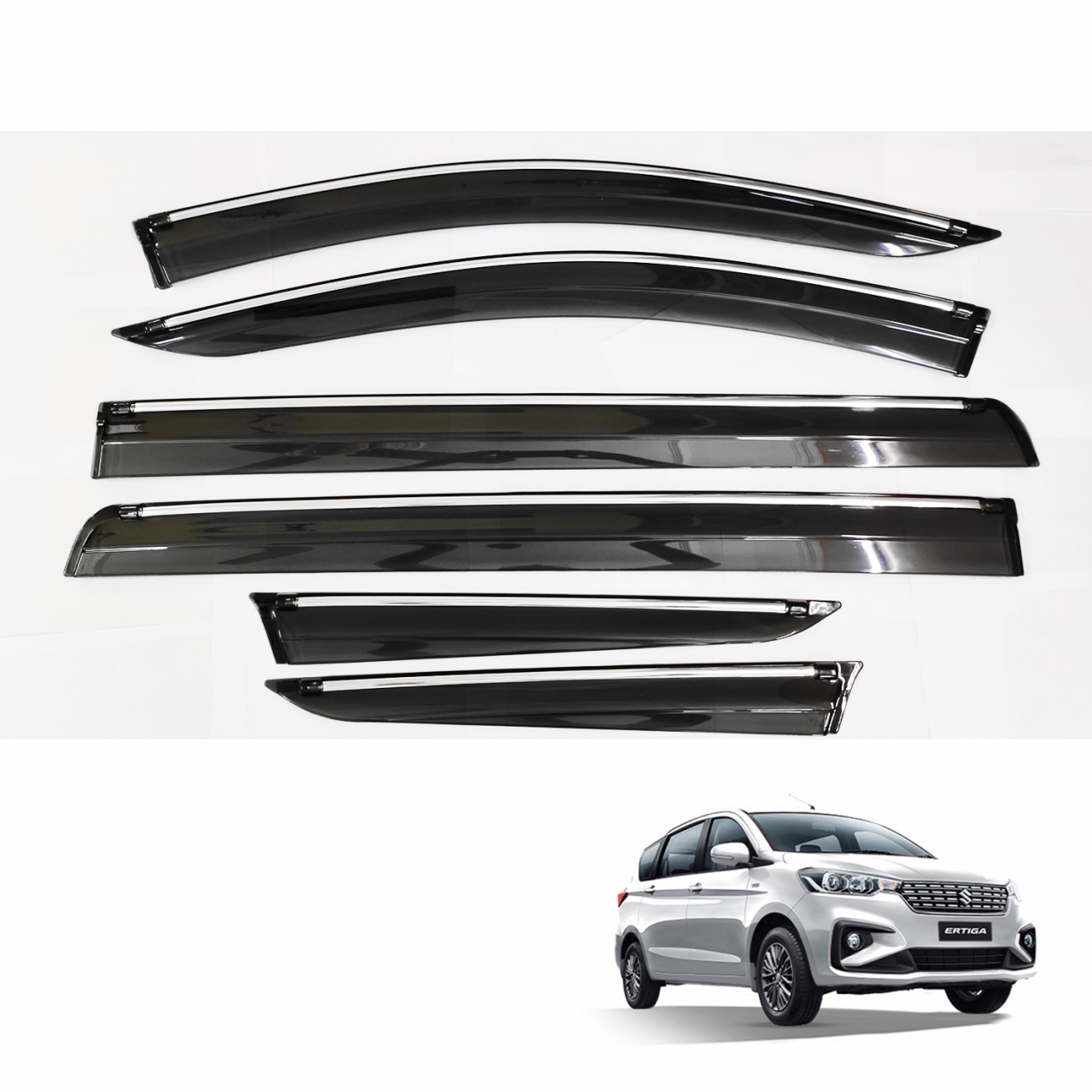 Maruti Suzuki New Ertiga 2018 Car Window Door Visor with Chrome Line