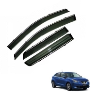 Maruti Suzuki Baleno Car Window Door Visor with Chrome Line (Set Of 4 Pcs.)