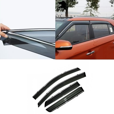 Cnleague Tata Harrier 2019 Onwards Car Window Door Visor with Chrome Line Cnleague Tata Harrier 2019 Onwards Car Window Door Visor with Chrome Line