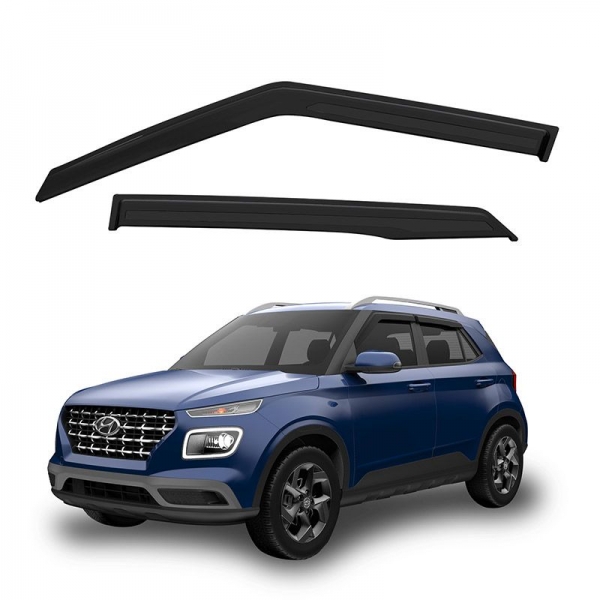 Hyundai Venue 2019 Onwards Car Window Door Visor (Set Of 4Pcs, Black)