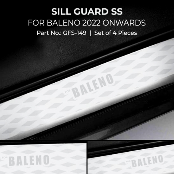 Maruti Suzuki Baleno 2022 Onwards Car Footsteps Scuff Plate Sill Guard Stainless Steel (Set of 4Pcs)