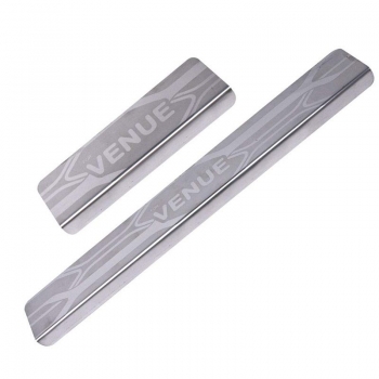 Hyundai Venue 2019 Onwards Stainless Steel Door Scuff Foot Sill Plate Guards  (Set of 4 Pcs.)