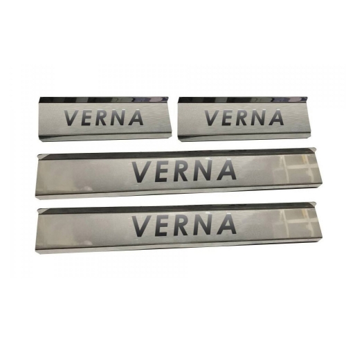 Hyundai Verna 2020 Onwards Stainless Steel Door Scuff Foot Sill Plate Guards (Set of 4 Pcs.)