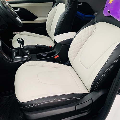 Super PDR Luxury 2 Front Pair Leather Car Seat Cover Black Front Car Seat Covers for Most Seats Vehicle Suitable for Year Round Use 