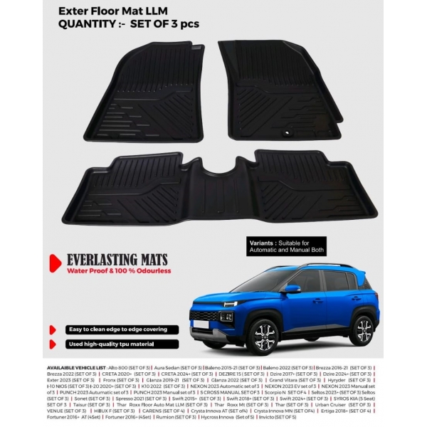 Carhatke TPU Premium LongLife Floor Mats for Hyundai Exter 2023 Onwards