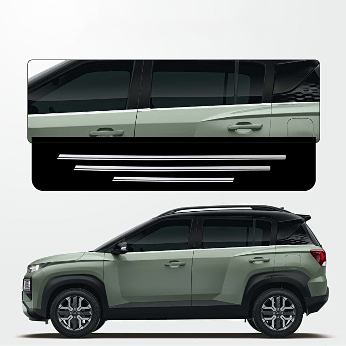 GFX Hyundai Exter Lower Window Frame Chrome Cover Garnish