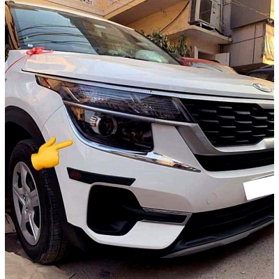 Cnleague Head Lamp Chrome Garnish for Kia Seltos 2019-23  Cnleague Head Lamp Chrome Garnish for Kia Seltos 2019-23