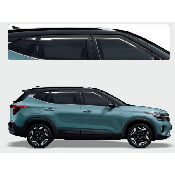 Galio Kia Seltos 2019 Onwards Window Door Visor with Chrome Line