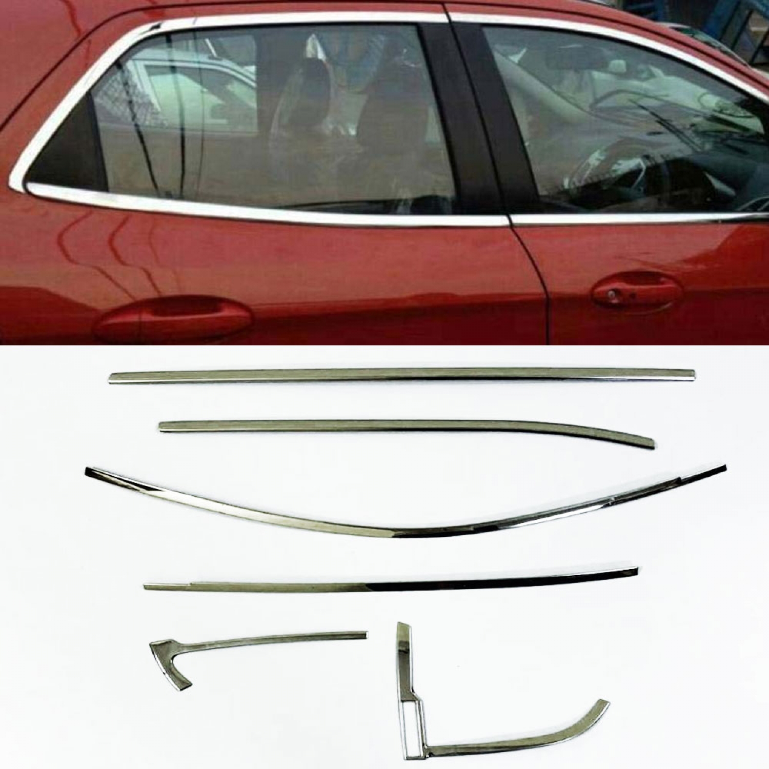 Renault Kwid Full Window Chrome Garnish Trims Set Of 12Pcs