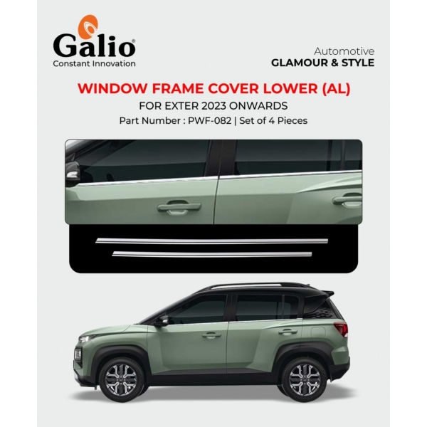 Hyundai Exter 2023 Onwards Lower Window Frame Chrome Cover Garnish - Set of 4