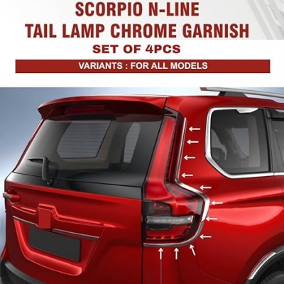 Cnleague Tail Lamp Garnish For Mahindra Scorpio N 2022 Onwards - Chrome Finish Cnleague Tail Lamp Garnish For Mahindra Scorpio N 2022 Onwards - Chrome Finish