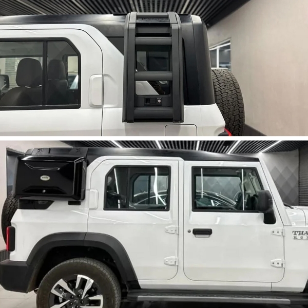 Defender Style Side Ladder & Storage Box for Mahindra Thar Roxx 2024 Onwards Defender Style Side Ladder & Storage Box for Mahindra Thar Roxx 2024 Onwards