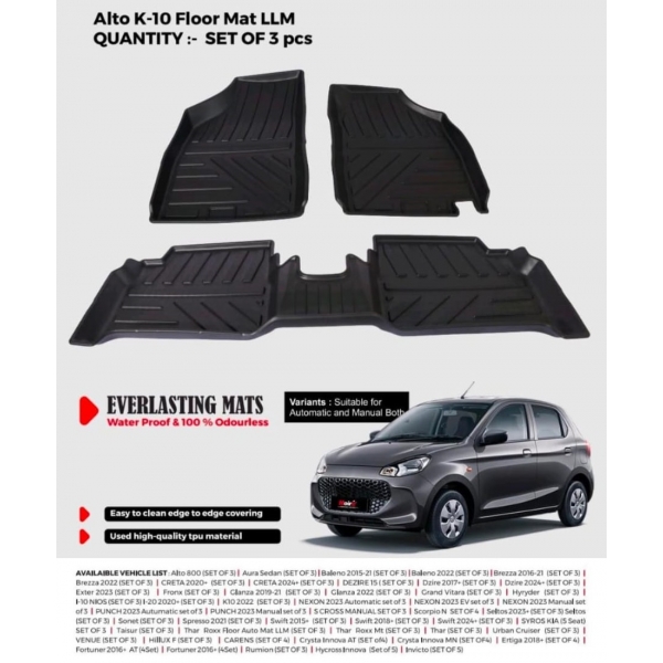 Carhatke TPU Premium LongLife Floor Mats for Maruti Suzuki Alto K10 2022 Onwards
