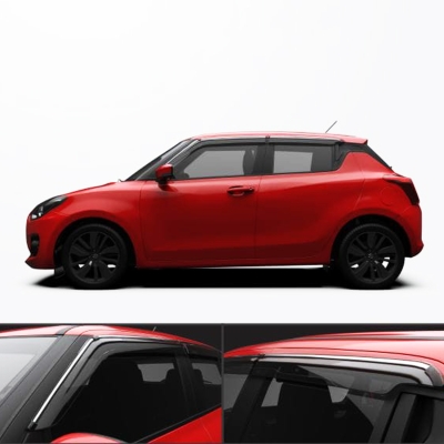 Galio Chrome Line Door Visor for Maruti Suzuki Swift 2018-24 Galio Chrome Line Door Visor for Maruti Suzuki Swift 2018-24