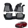 Hyundai Elantra 2020 Onwards Premium Diamond Pattern 7D Car Floor Mats (Set of 3, Black and Beige)