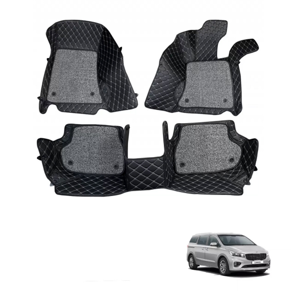 Kia Carnival Premium Diamond Pattern 7D Car Floor Mats (Set of 5, Black)