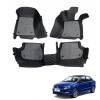 Volkswagen Ameo Premium Diamond Pattern 7D Car Floor Mats (Set of 3, Black & Beige)