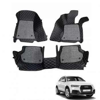 Audi Q3 Premium Diamond Pattern 7D Car Floor Mats (Set of 3, Black