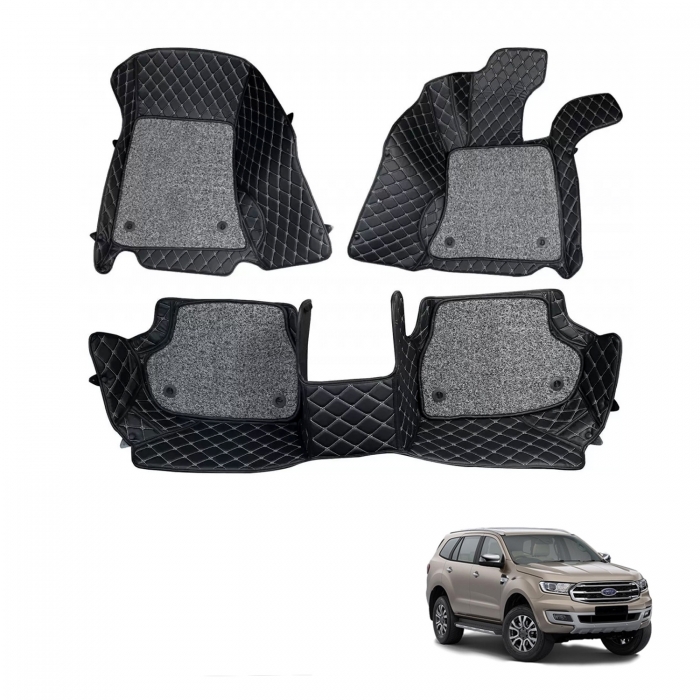 Ford New Endeavour Premium Diamond Pattern 7D Car Floor Mats (Set of 4, Black and Beige) Ford New Endeavour Premium Diamond Pattern 7D Car Floor Mats (Set of 4, Black and Beige)