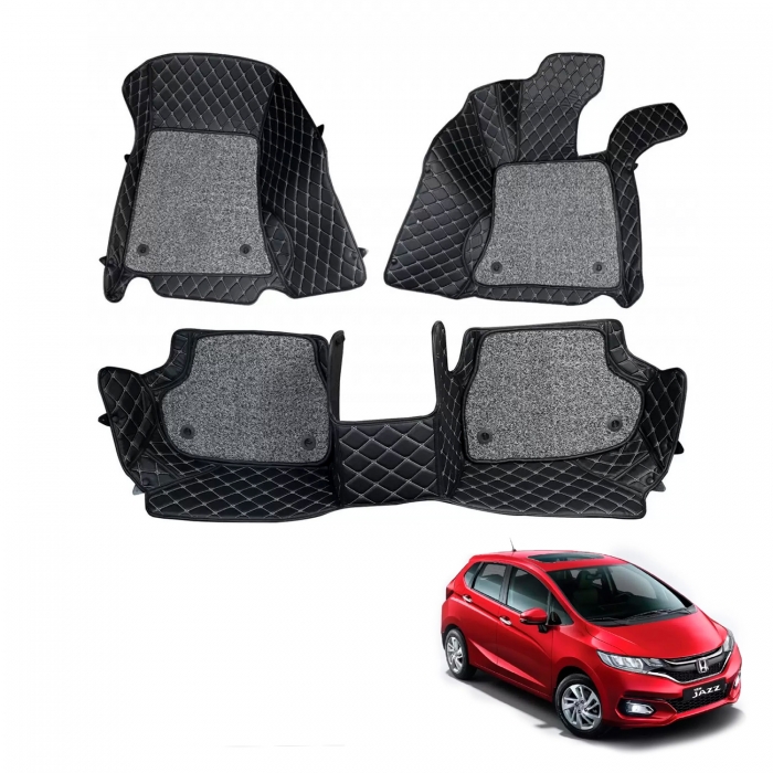 Honda New Jazz Premium Diamond Pattern 7D Car Floor Mats (Set of 3, Black & Beige) Honda New Jazz Premium Diamond Pattern 7D Car Floor Mats (Set of 3, Black & Beige)